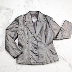 Vintage Tower Hill Silver leather blazer size 14